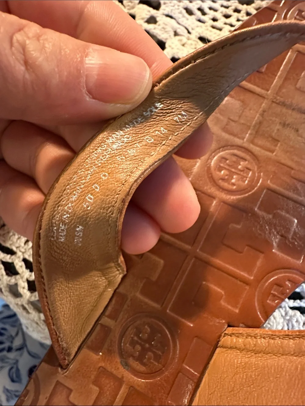 Tory Burch Brown Leather Logo Thong Sandals
